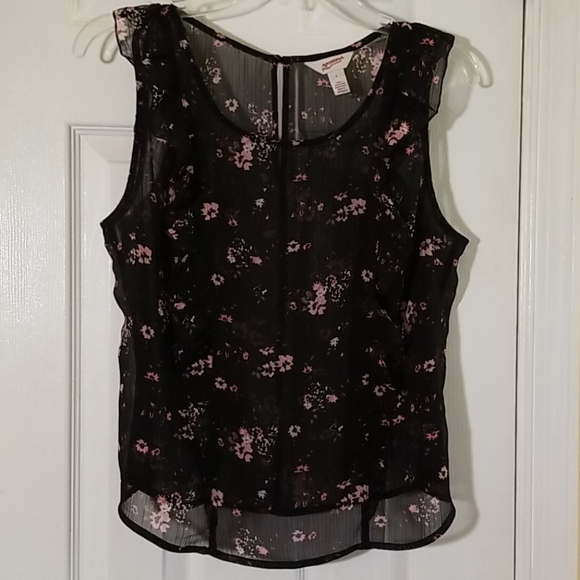 Arizona Sheer Black Sleeveless Blouse, Size L - Picture 1 of 3